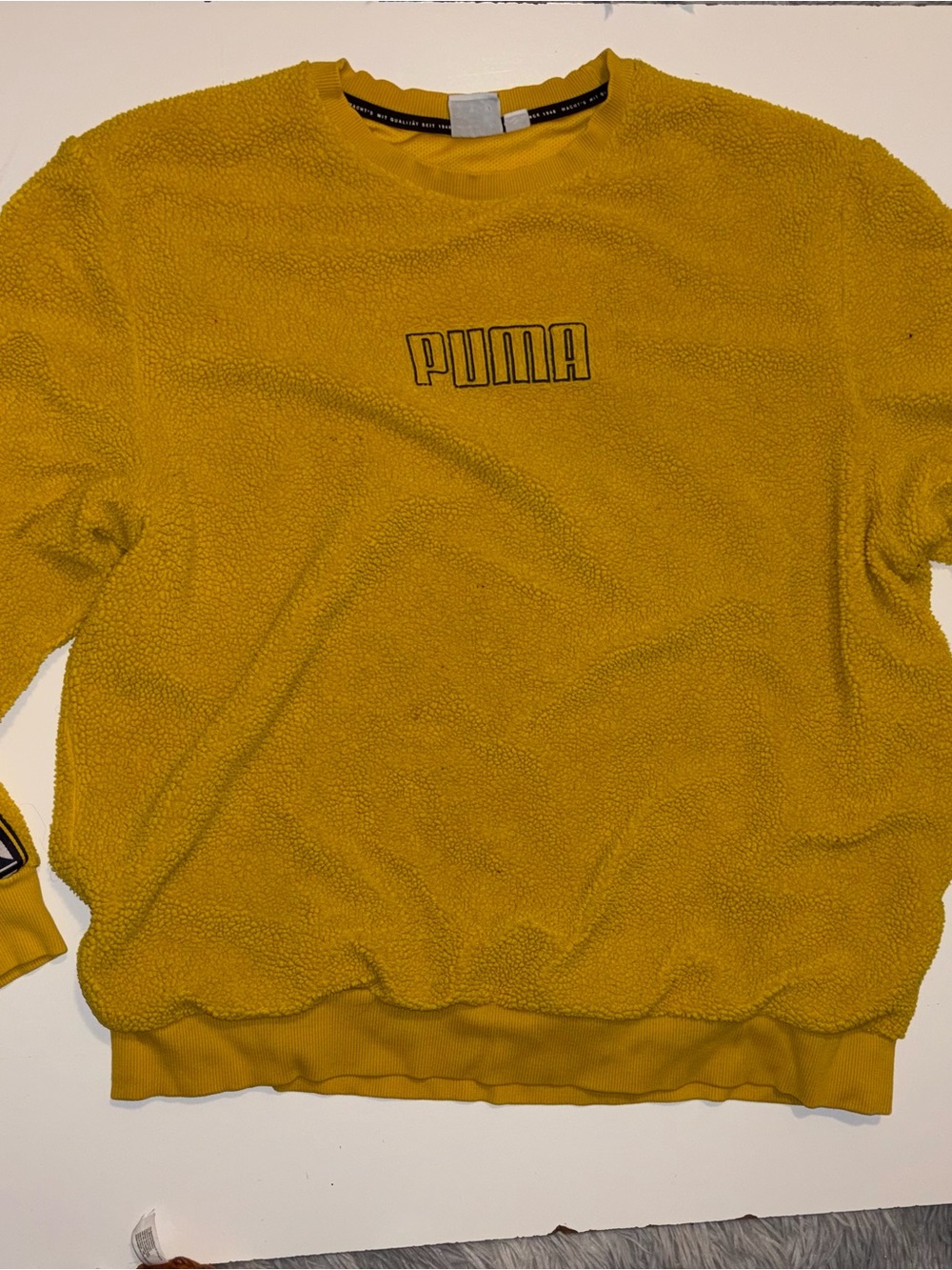 PUMA Men's Yellow Sherpa Crewneck Sweater